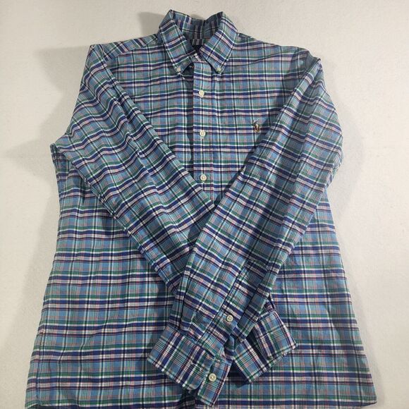 Polo Ralph Lauren Womens Oxford Blue Purple Green Red Long Sleeve Button Shirt - Picture 1 of 8